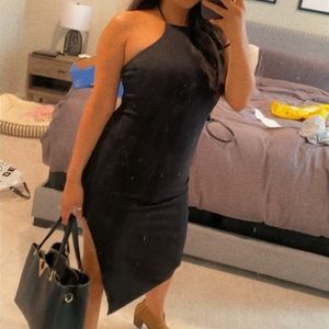 Black slit dress